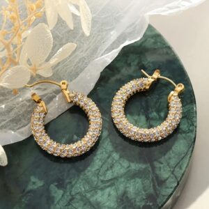 Retro Round 18K Gold-Plated Earrings with Rhinestone Sparkle