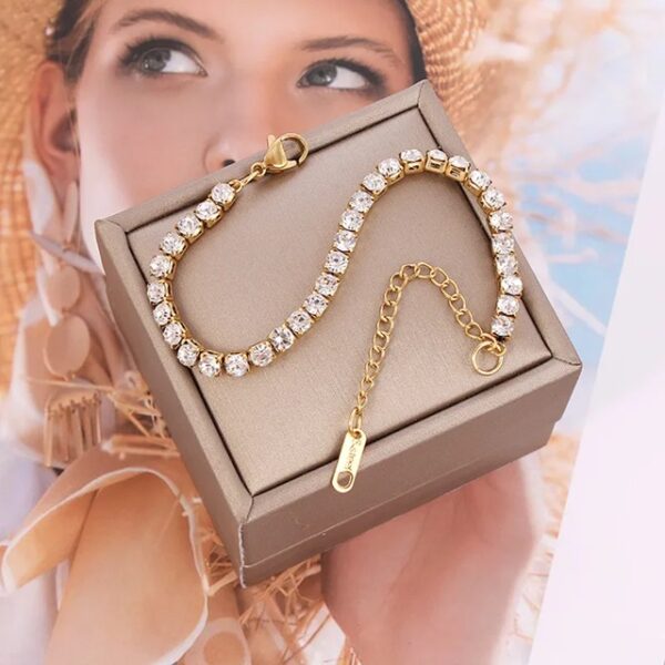 Luxurious 18K Gold-Plated Bracelet with Rhinestones – Classic Sparkle - Image 2