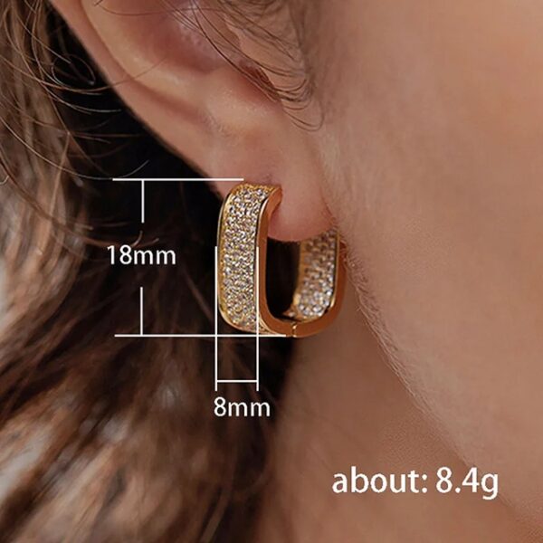 Shiny U-Shape Zircon Inlay Earrings – Elegant Sparkle for Daily Wear - Image 2