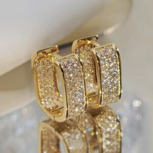 Shiny U-Shape Zircon Inlay Earrings – Elegant Sparkle for Daily Wear