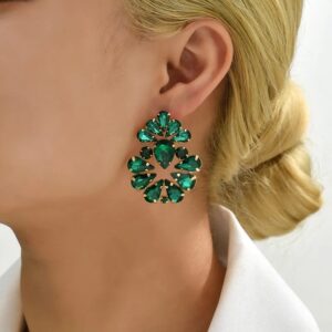 Emerald Green Water Droplet Stud Earrings – Luxurious Shine