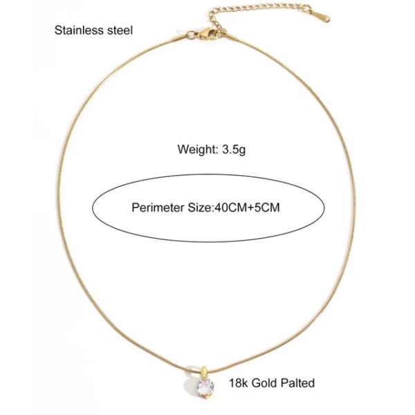 Elegant Zircon Pendant Necklace in Gold Finish - Image 2