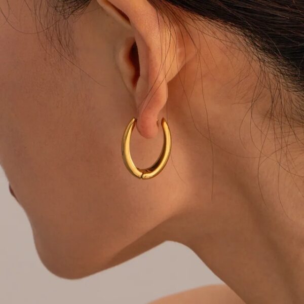 Elegant Oval 18K Gold-Plated Earrings – Minimalist Shine - Image 2