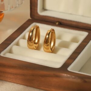Elegant Oval 18K Gold-Plated Earrings – Minimalist Shine