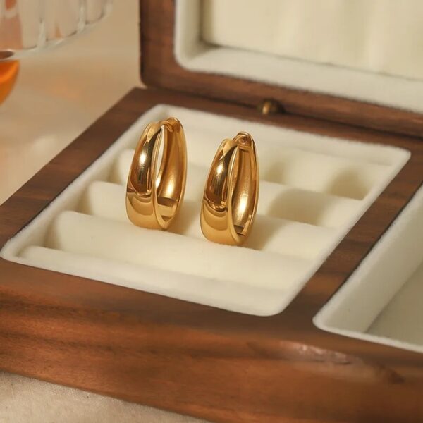 Elegant Oval 18K Gold-Plated Earrings – Minimalist Shine