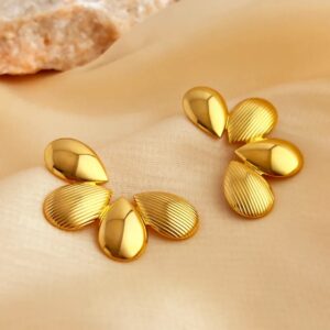 Elegant Gold Flower Petal Stud Earrings for Women