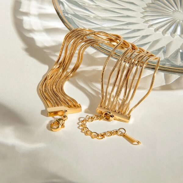 18K Gold-Plated Snake Chain Bracelet – Luxe Geometric Elegance - Image 2