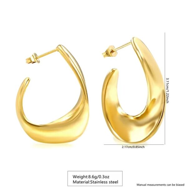 Simple C-Shape 18K Gold-Plated Stud Earrings – Everyday Elegance - Image 2