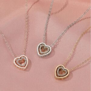 Luxurious Heart Necklace Set – 3 Elegant Pieces in White & Gold