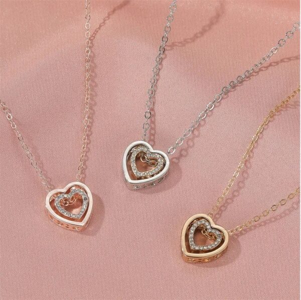 Luxurious Heart Necklace Set – 3 Elegant Pieces in White & Gold