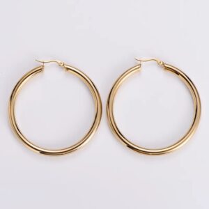 Large 18K Gold-Plated Geometric Hoop Earrings – 6cm Diameter