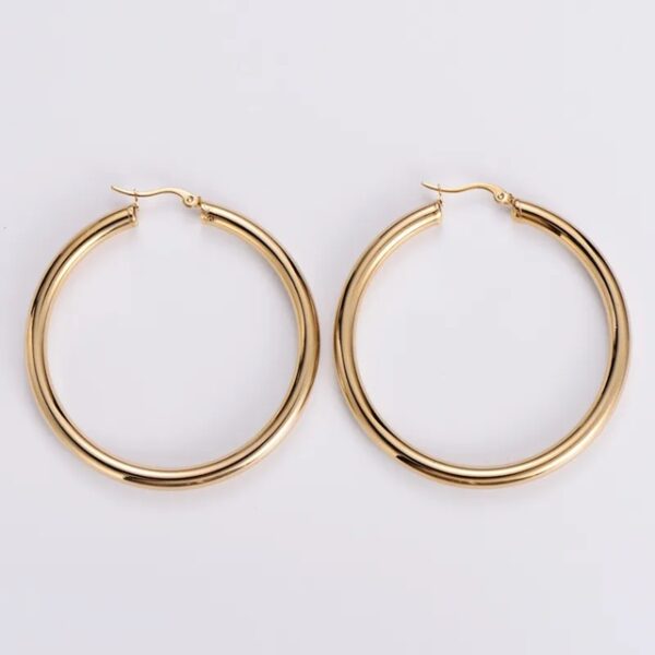 Large 18K Gold-Plated Geometric Hoop Earrings – 6cm Diameter